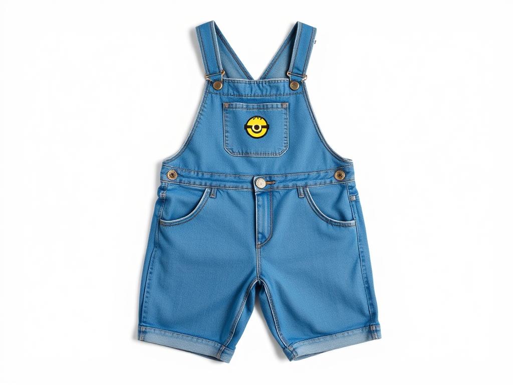 Niebieskie ogrodniczki minionka z charakterystycznymi detalami