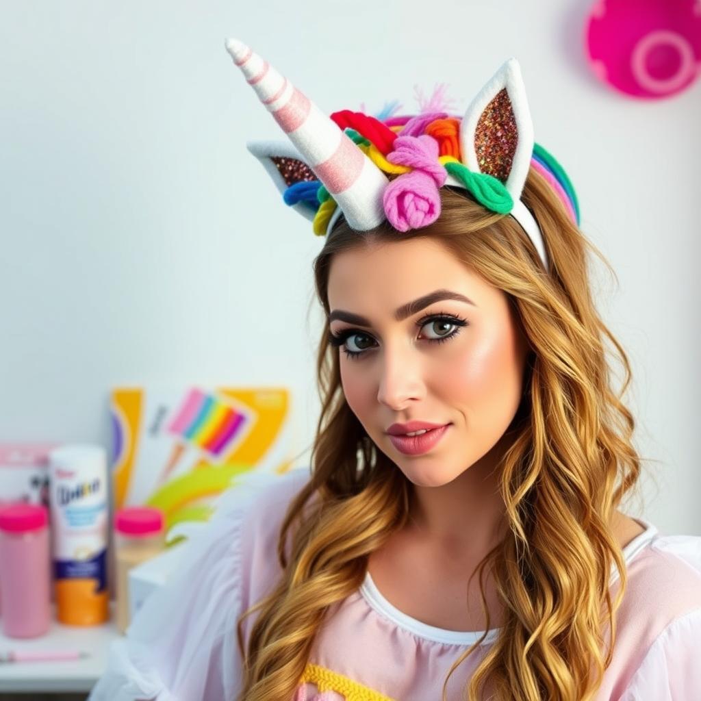 Opaska z rogiem jednorożca i kolorowe akcesoria do stroju karnawałowego
