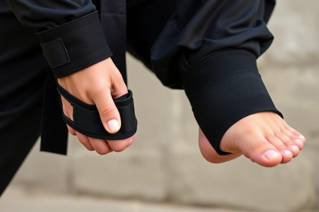 Opaski na nadgarstki i nogi jako uzupełnienie stroju ninja