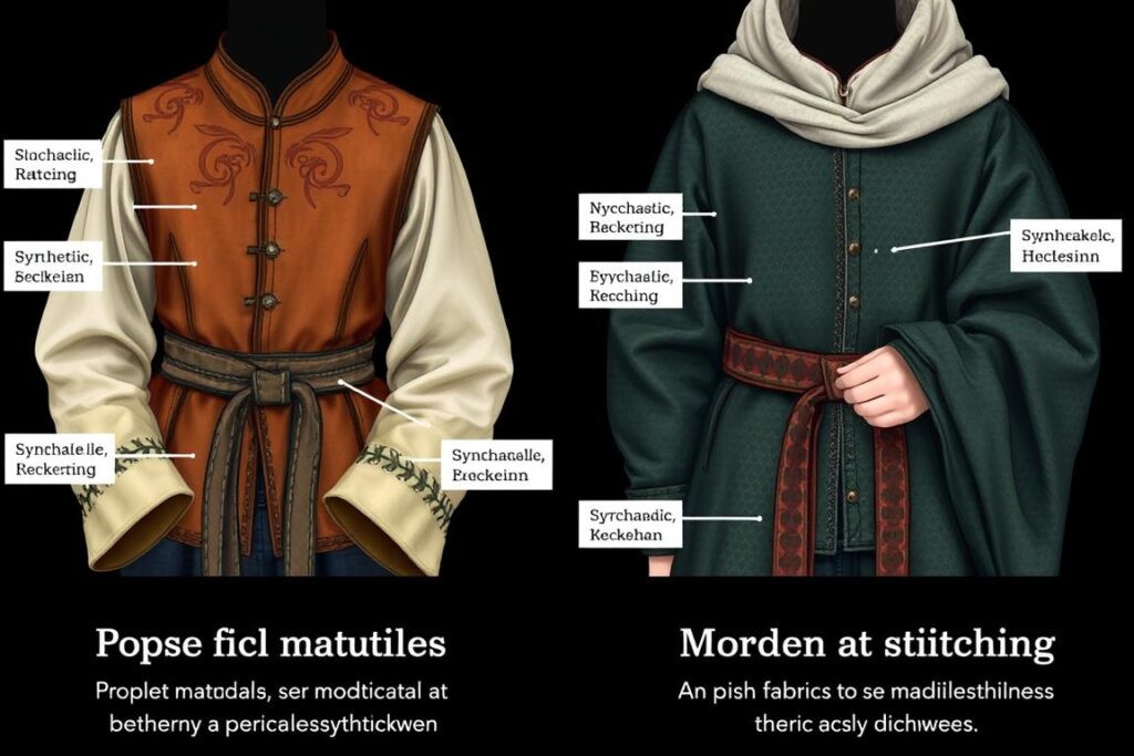 Porównanie autentycznego i nieautentycznego stroju średniowiecznego