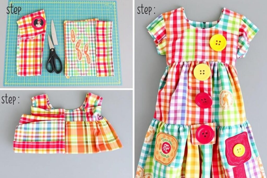 Proces szycia sukienki do stroju Pipi krok po kroku