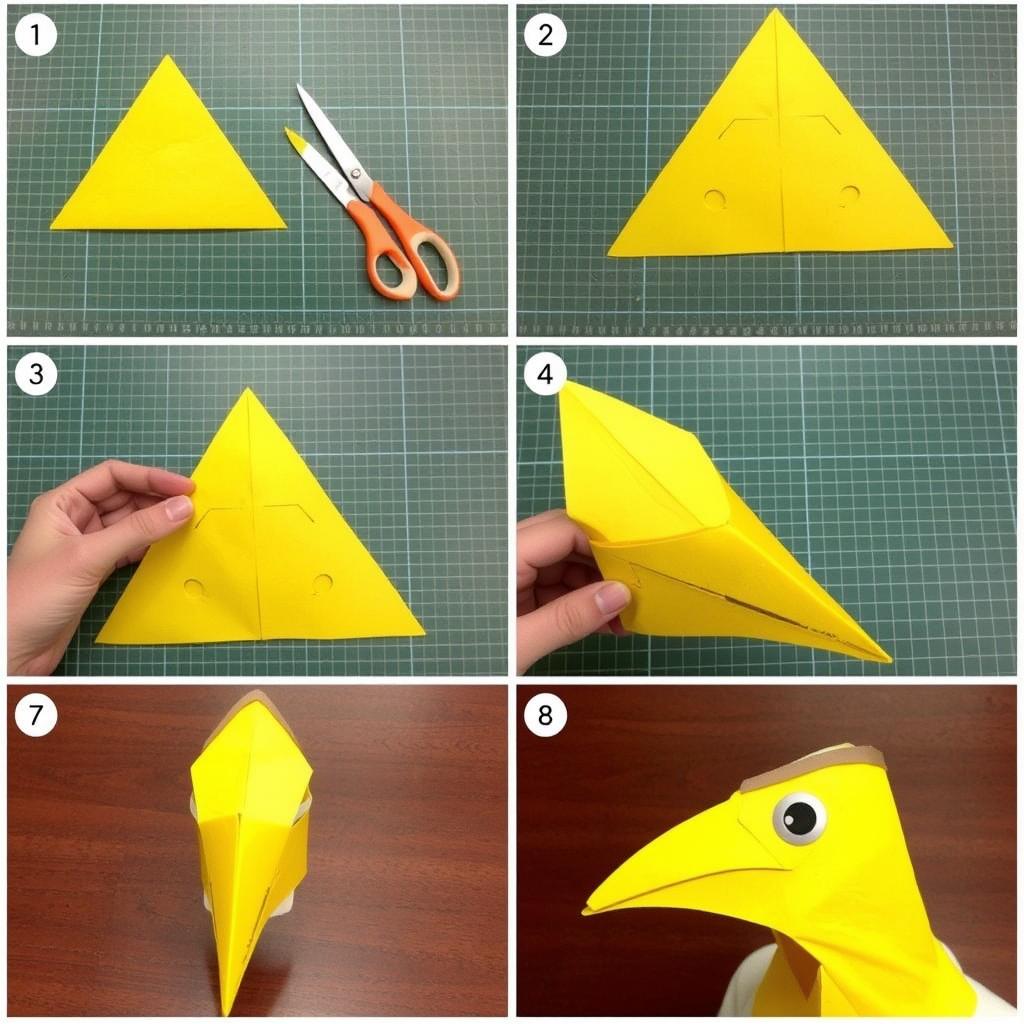 Proces tworzenia dziobu ptaka z kartonu krok po kroku
