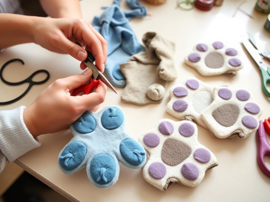 Proces tworzenia łapek do stroju pieska