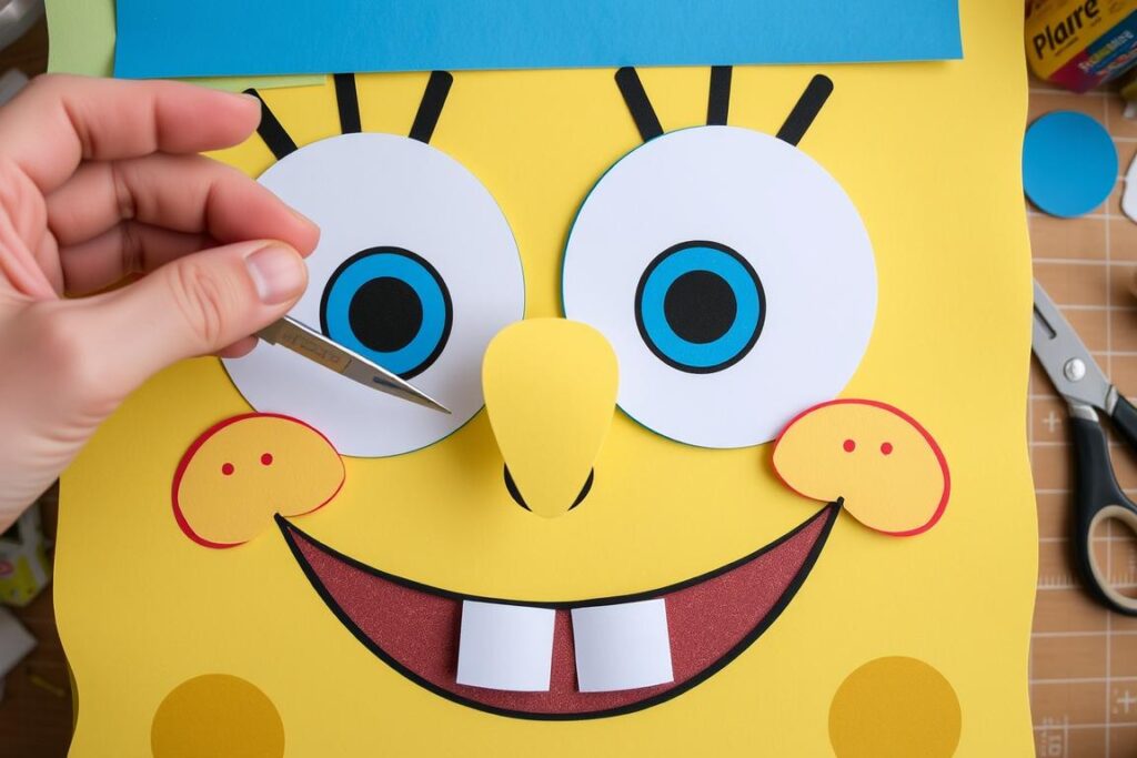 Proces tworzenia oczu i uśmiechu do stroju SpongeBoba