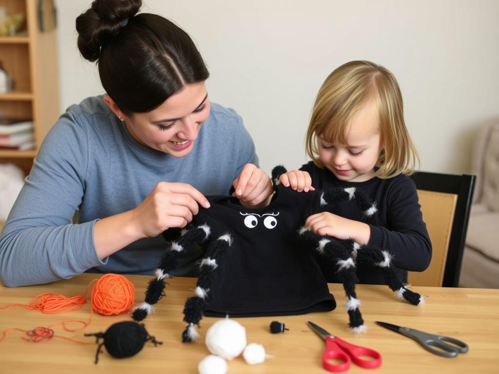 Proces tworzenia stroju pająka dla dziecka z prostych materiałów