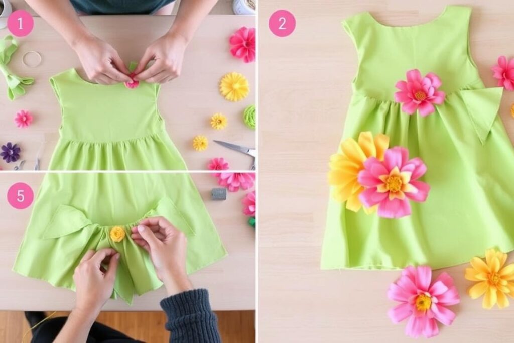 Proces tworzenia sukienki w kwiaty do stroju wiosny jak zrobić