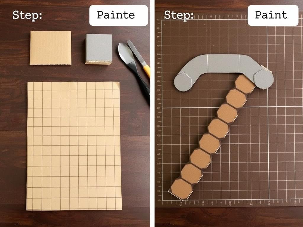 Proces wykonywania kilofa Minecraft z kartonu