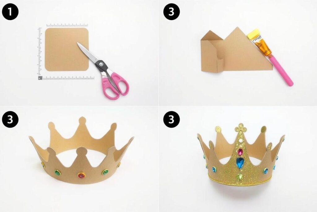 Proces wykonywania korony króla z kartonu krok po kroku