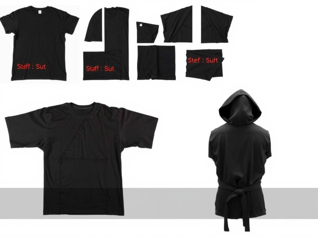 Przekształcanie czarnej koszulki w górną część stroju ninja - krok po kroku