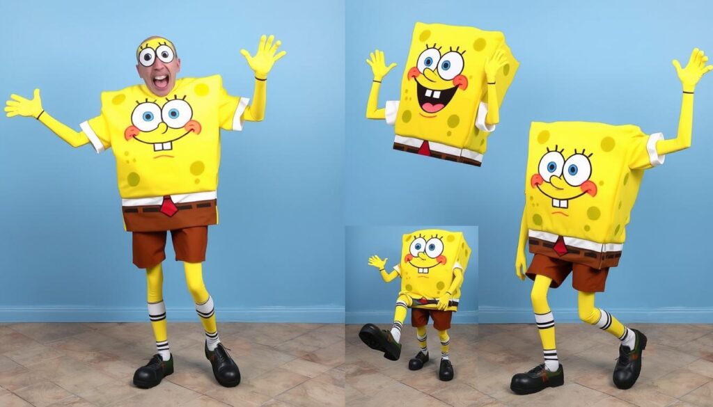 Różne pozy i gesty charakterystyczne dla SpongeBoba