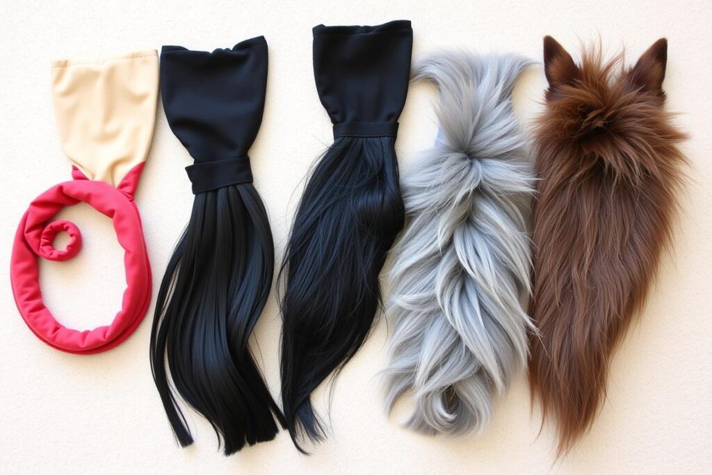 Różne rodzaje ogonów do stroju pieska