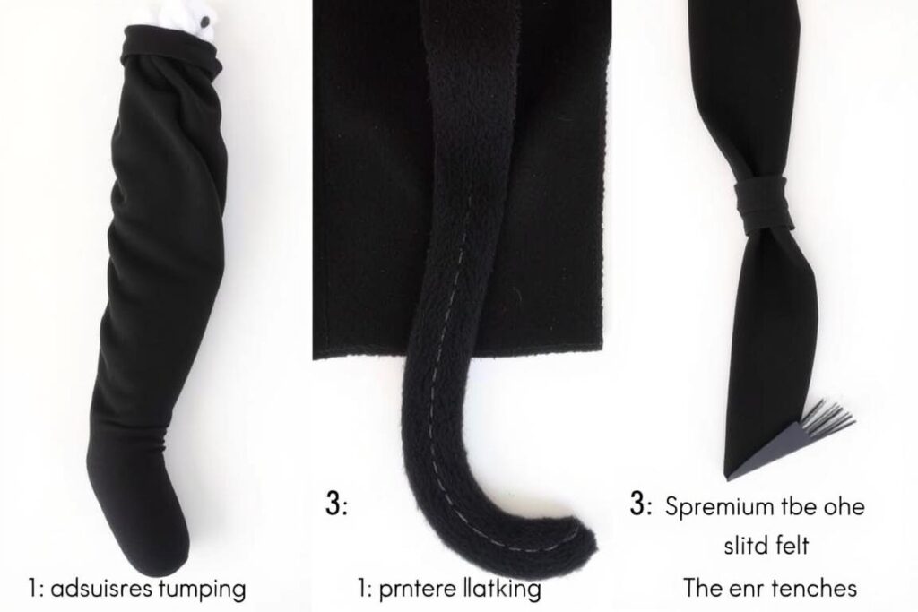 Różne rodzaje ogonów kota - z pończochy, filcu i materiału