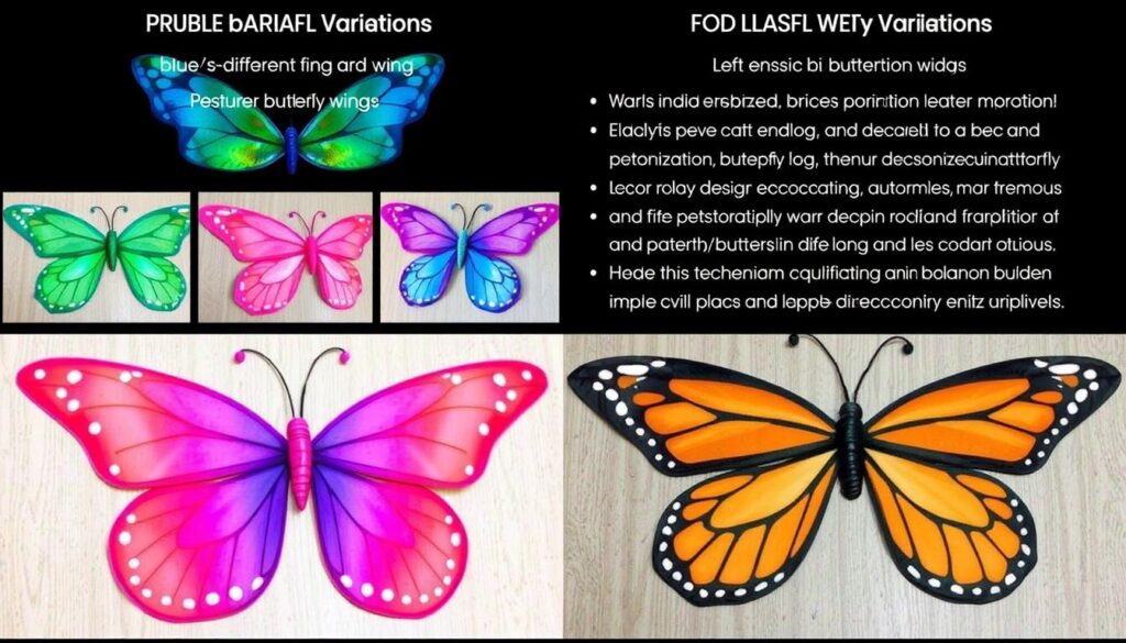 Różne warianty kolorystyczne i stylizacyjne stroju motyla dla dzieci