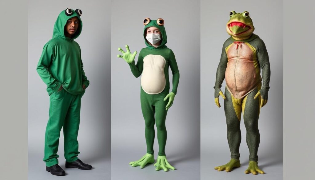 Różne warianty stroju żaby - od prostych do zaawansowanych