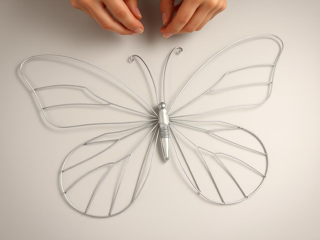 Stelaż z drutu do skrzydeł motyla w trakcie formowania