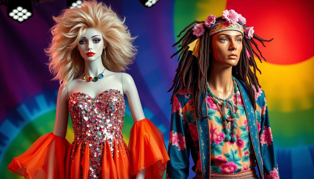 Stroje karnawałowe w stylu lat 80. i 90. - disco diva i hipis