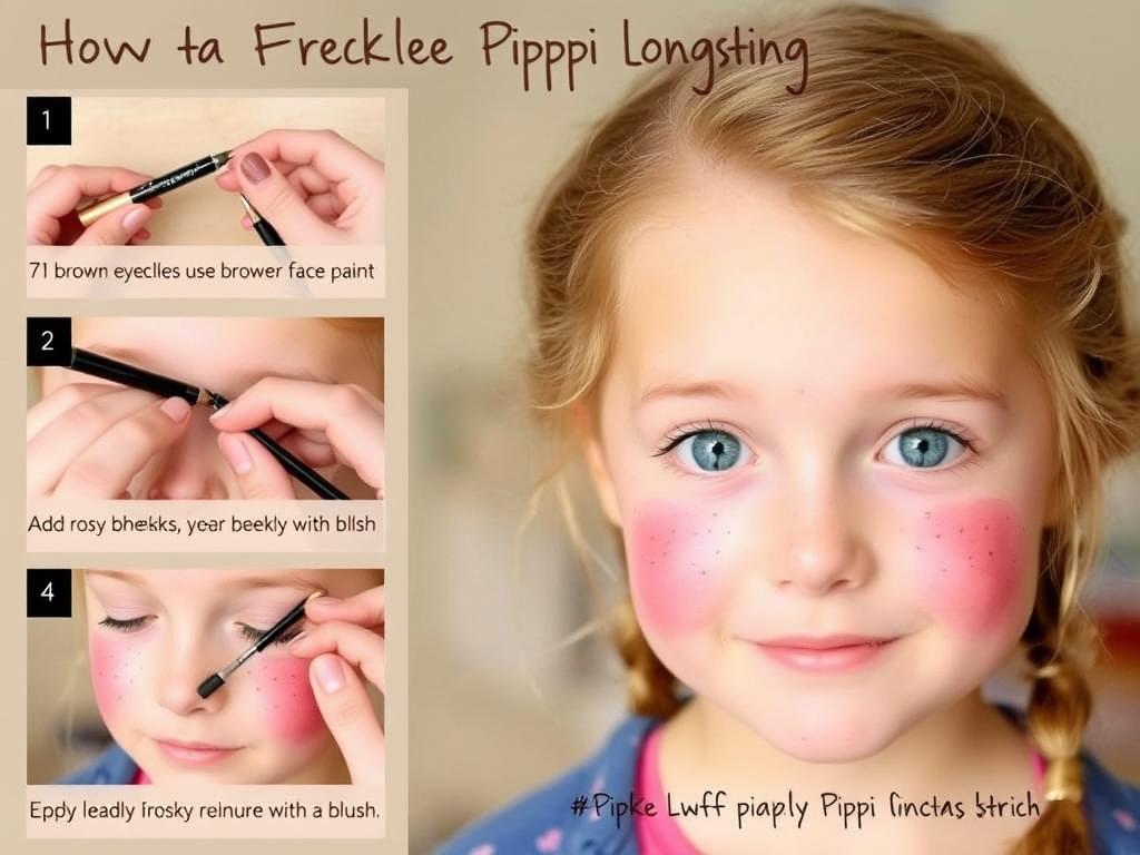 Wykonanie makijażu i piegów do stroju Pipi