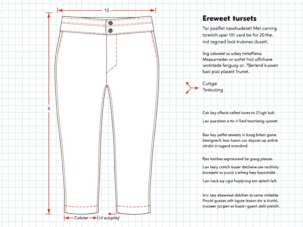 Wykrój spodni średniowiecznych z zaznaczonym klinem w kroku