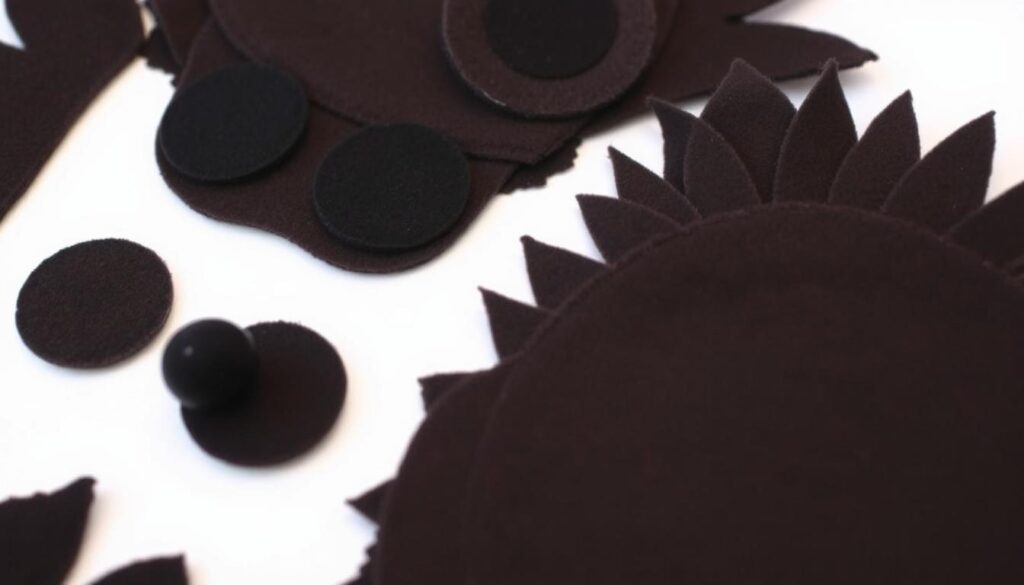 Detale twarzy jeża - oczy, nos i uszy do stroju jeża jak zrobić