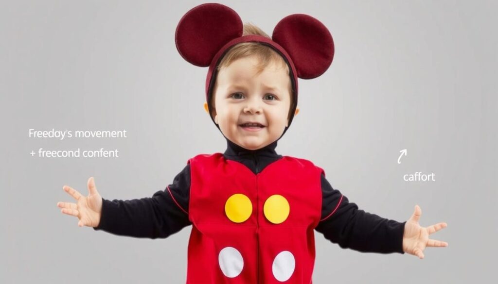 Dziecko bezpiecznie bawiące się w stroju myszki miki Dziecko bezpiecznie bawiące się w stroju myszki miki