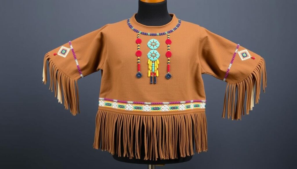 Gotowa tunika indiańska z frędzlami i ozdobami