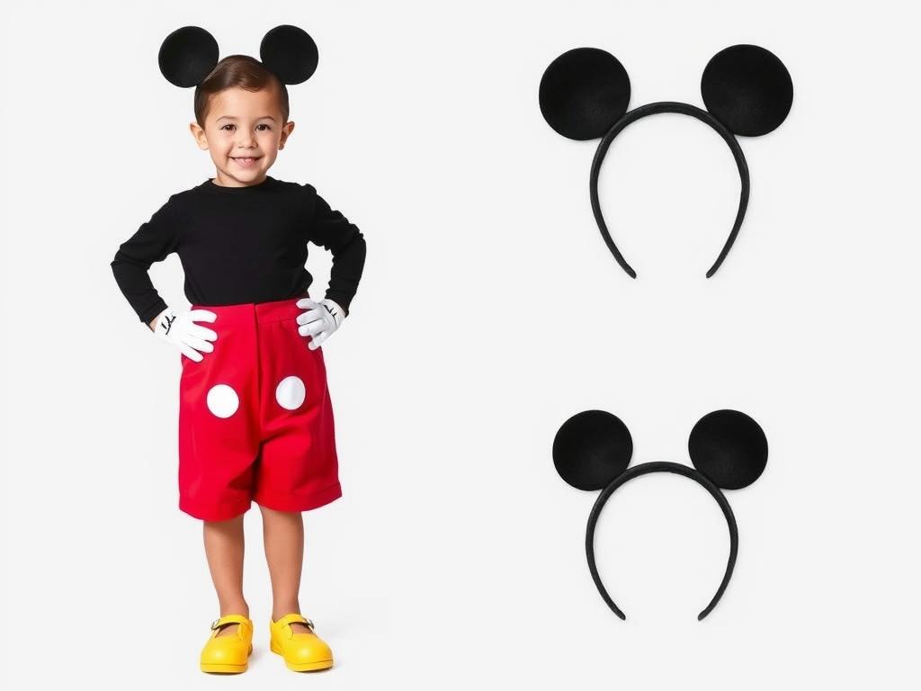 Kompletny strój myszki miki z czerwonymi spodenkami i czarną bluzą Kompletny strój myszki miki z czerwonymi spodenkami i czarną bluzą
