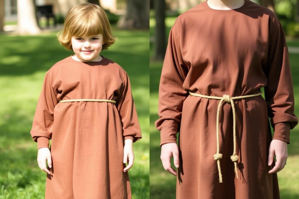 Prawidłowo dopasowana tunika do stroju Józefa na dziecku i dorosłym