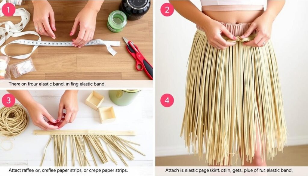 Proces tworzenia spódnicy hawajskiej ze słomy - kolejne etapy wykonania