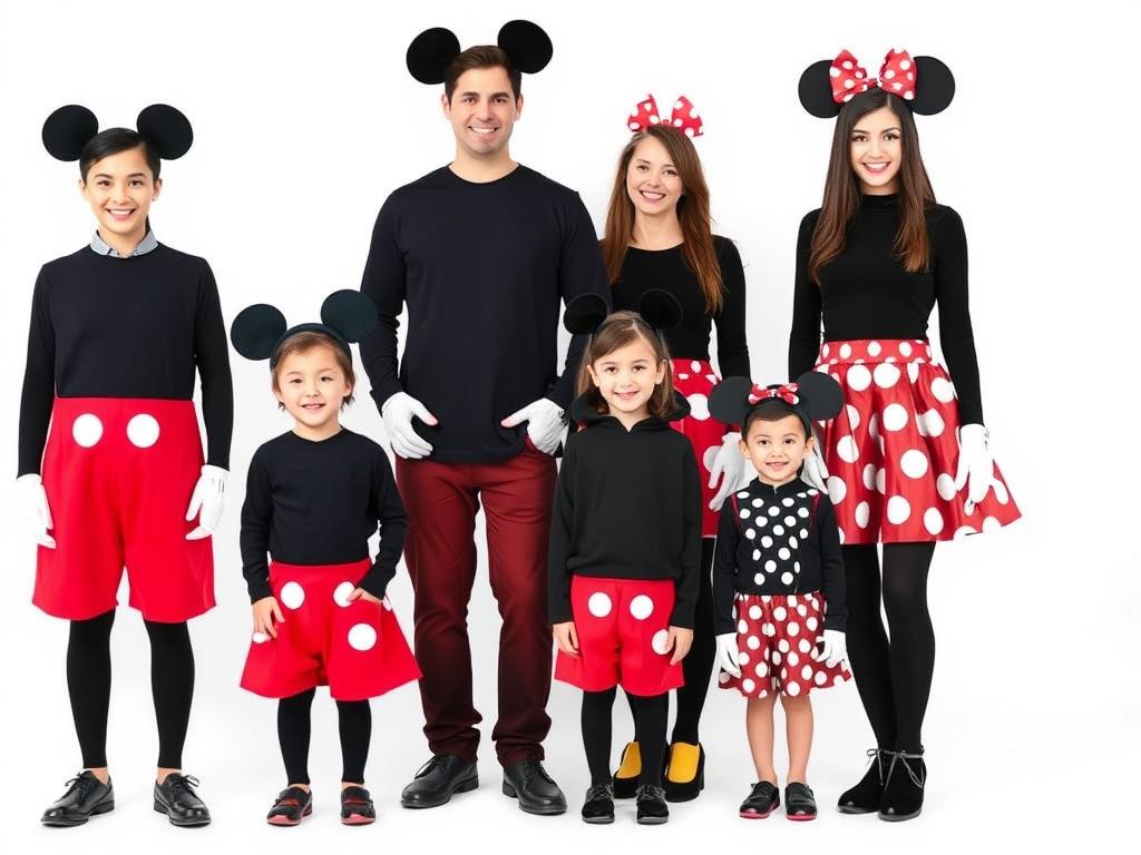 Rodzina w strojach Myszki Miki i Minnie Mouse Rodzina w strojach Myszki Miki i Minnie Mouse