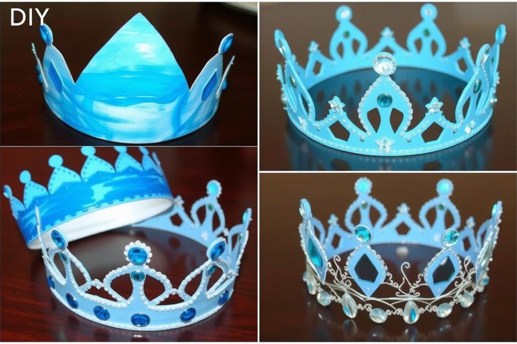 Różne wersje korony do stroju Elsy